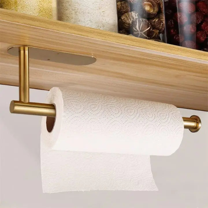 Rynx | Elegant Wall Kitchen Paper Towel Holder – drill-free & space-saving Gold