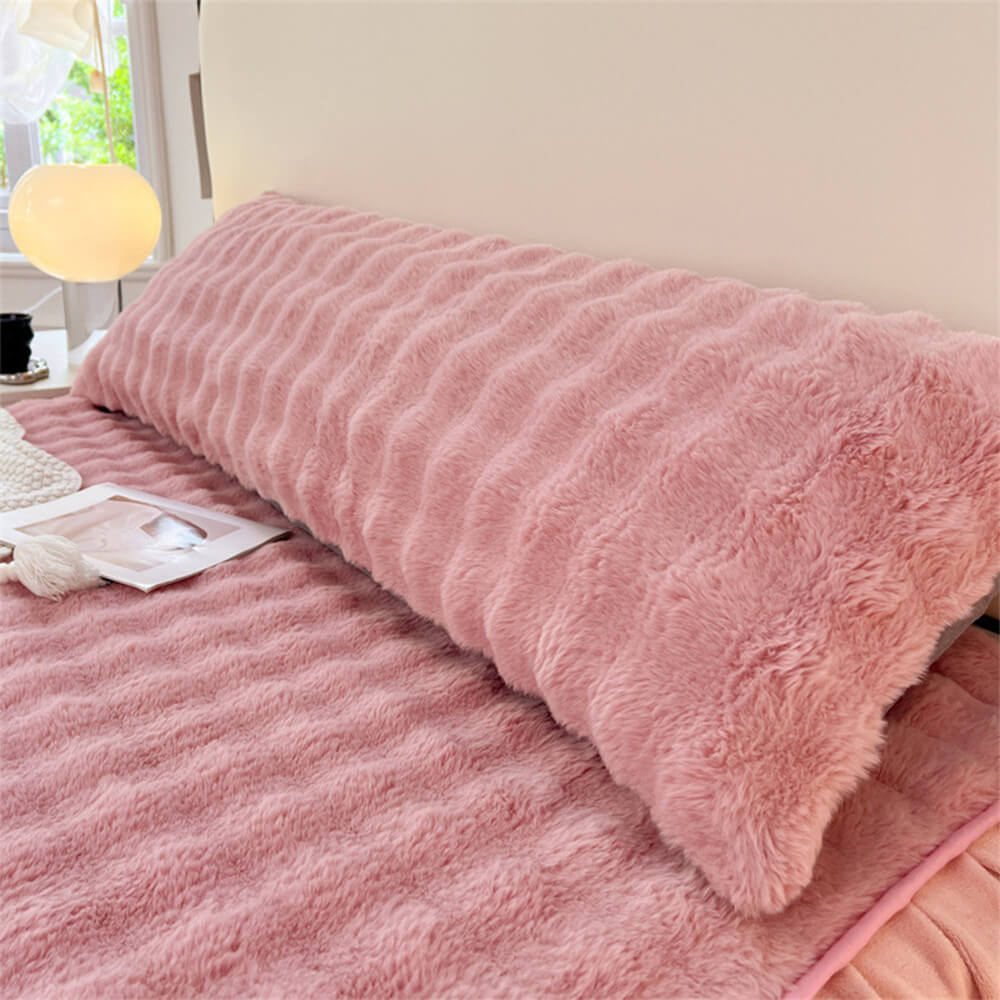 RYNX | Bubble Faux Rabbit Fur Extended Rest Headboard Pillow Pink 18.9"W x 47.2"L