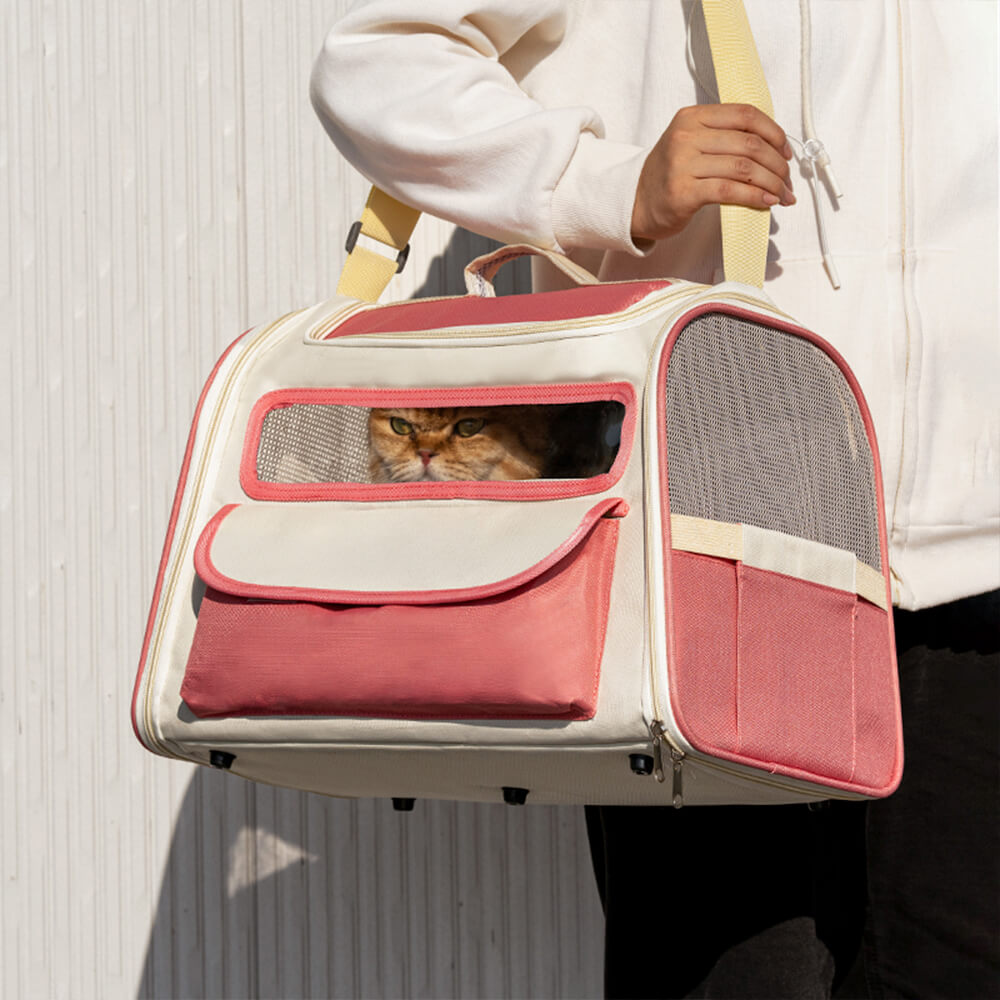 RYNX | Multi-Pocket Crossbody Handbag Cat Carrier Bag Pink