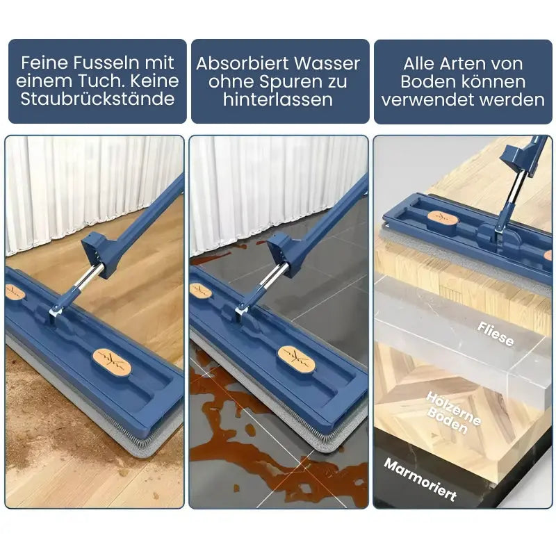 Rynx | Hands-free set of flat mop and bucket for effortless floor cleaning