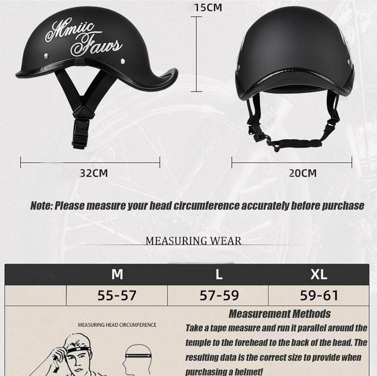 Rynx | German Style Baseball Cap Helmet Motorcycle Retro Half Helmet Skull Helmet - Street Helmets for Adult Men Women Vintage Cool Open-Face Helmets