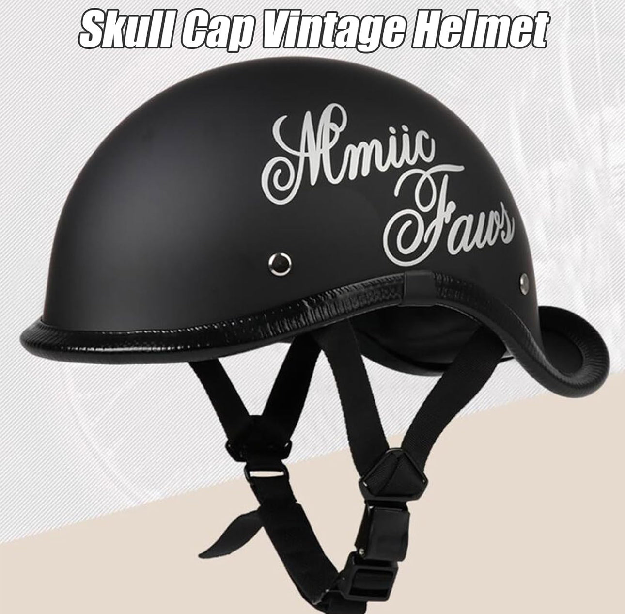 Rynx | German Style Baseball Cap Helmet Motorcycle Retro Half Helmet Skull Helmet - Street Helmets for Adult Men Women Vintage Cool Open-Face Helmets