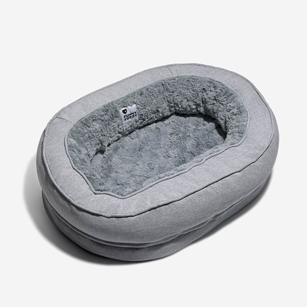 RYNX | Orthopedic Dog Bed Fuzzy Grey M