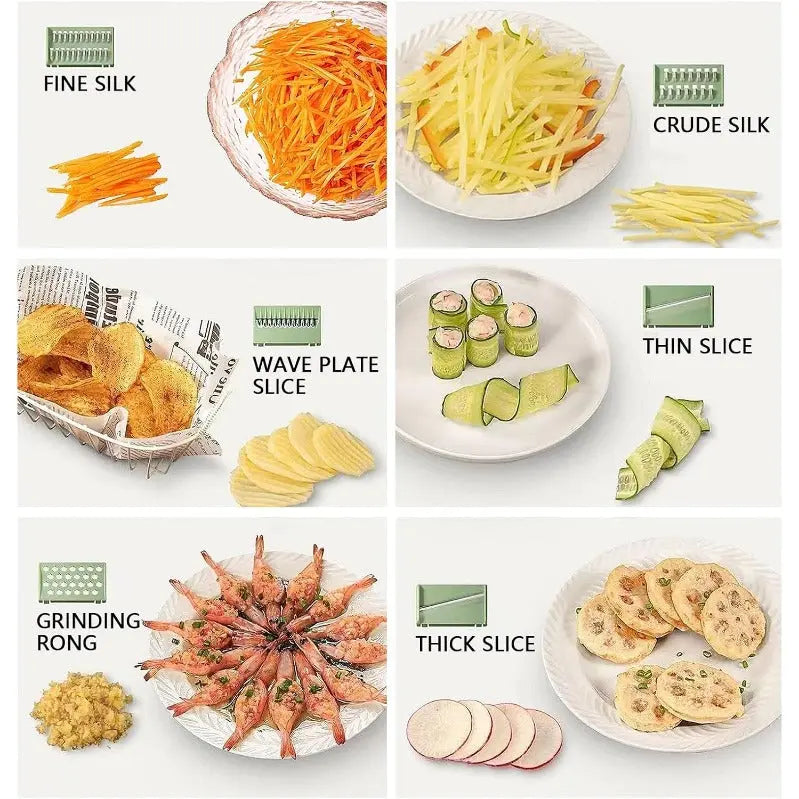 Rynx | Vegetable slicer and grater with 6 blades made of stainless steel and safety device