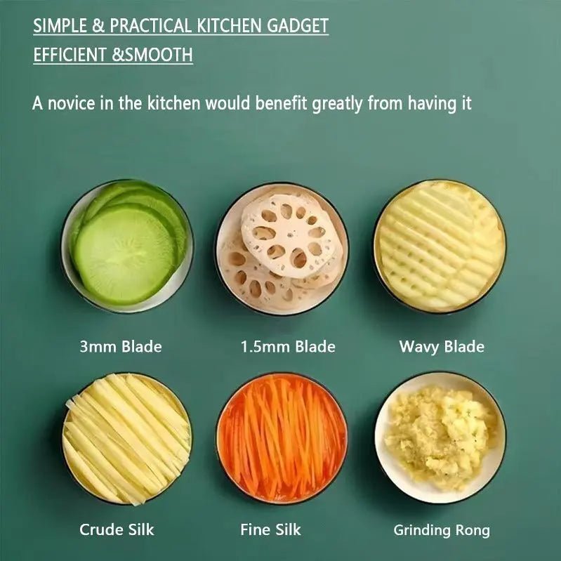 Rynx | Vegetable slicer and grater with 6 blades made of stainless steel and safety device