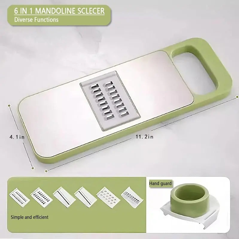 Rynx | Vegetable slicer and grater with 6 blades made of stainless steel and safety device