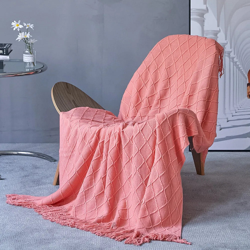 Rynx | purple diamond knit blanket