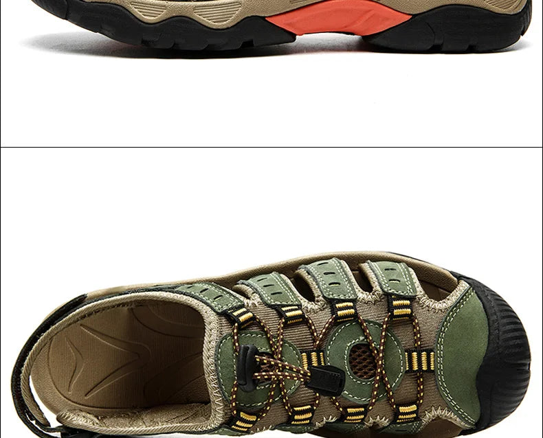 Rynx | Summer Men's Outdoor Sandals Beach Shoes Genuine Leather Trekking Hiking