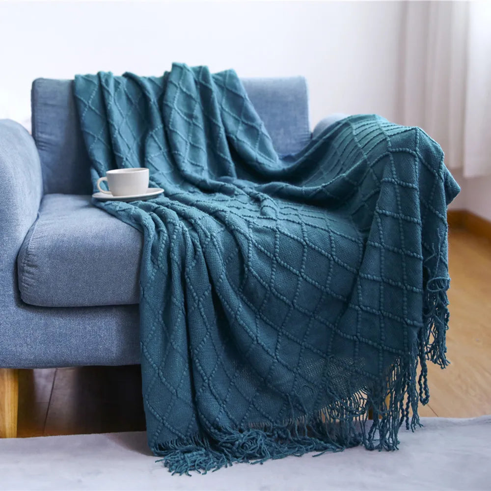 Rynx | purple diamond knit blanket