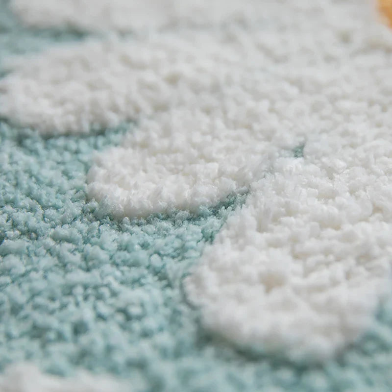 Rynx | Daisy Bathroom Mat Nordic Fluffy Rug Area Rug Bathroom Floor Floral Absorbent Non-Slip Cushioned Bath Mat Foot Mat Home Decor
