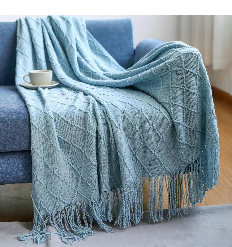 Rynx | purple diamond knit blanket