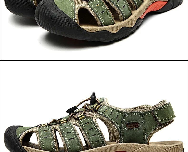 Rynx | Summer Men's Outdoor Sandals Beach Shoes Genuine Leather Trekking Hiking