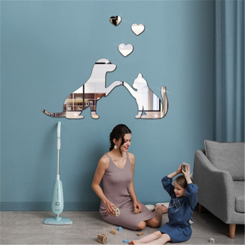 Rynx | Funny Cat and Dog Acrylic Wall Sticker