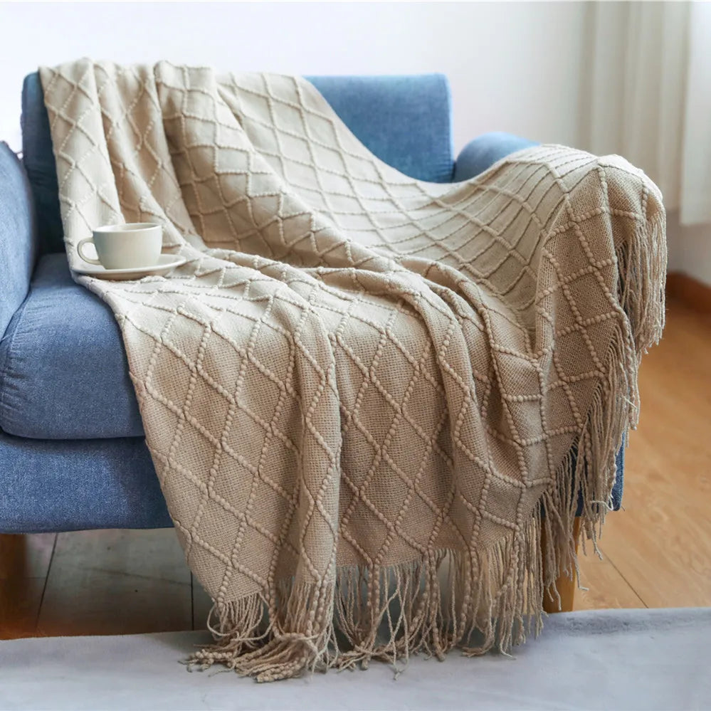 Rynx | purple diamond knit blanket