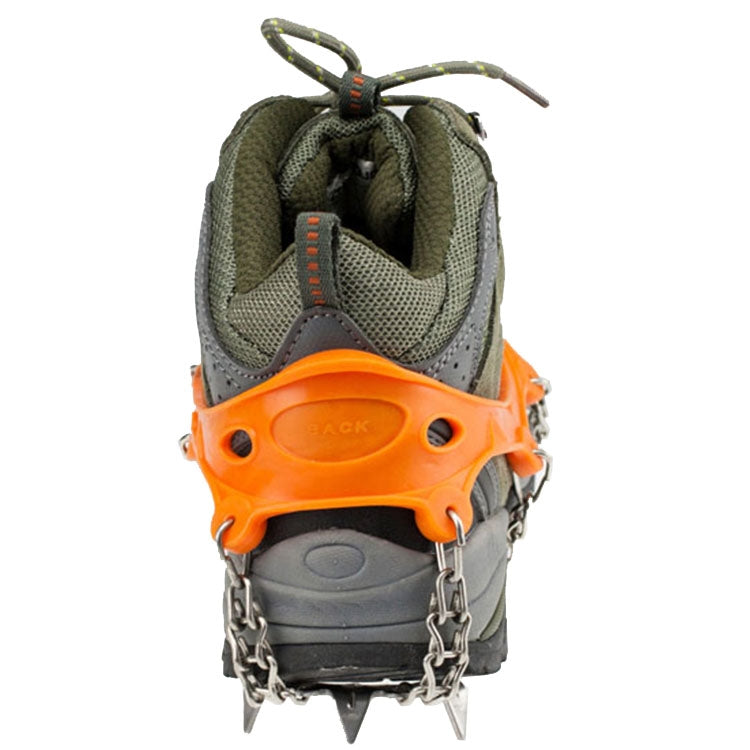 Rynx | One Pair 19 Teeth Anti-Slip Ice Gripper Hiking Climbing Chain Shoes Covers, Size: M(Orange)