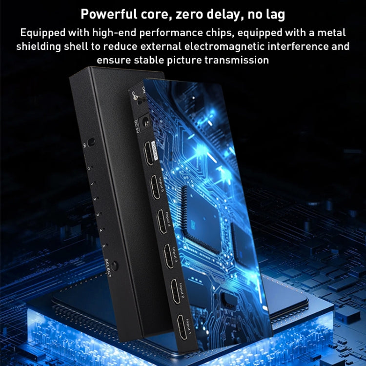 Rynx | Measy SWH4651 4K 60Hz 5 In 1 Out HDMI Converter Switcher, Plug Type: EU Plug (Black)