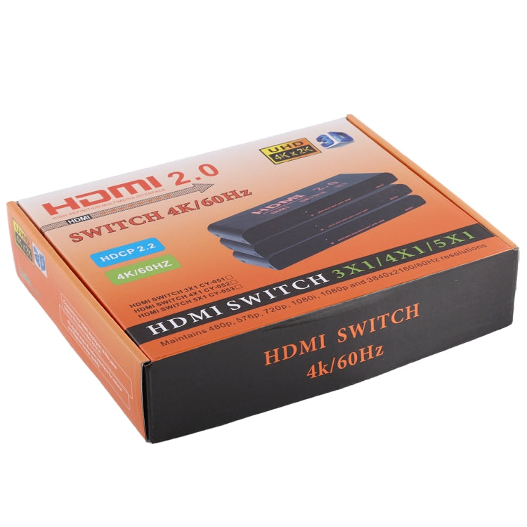 Rynx | 3X1 4K/60Hz HDMI 2.0 Switch with Remote Control, EU Plug