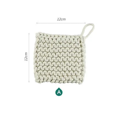 Rynx | Woven Pot Holder Cotton Coaster Heat Resistant Cup Mug Mat Coffee Tea Hot Drink Coaster Placemat Table Decoration Accessories