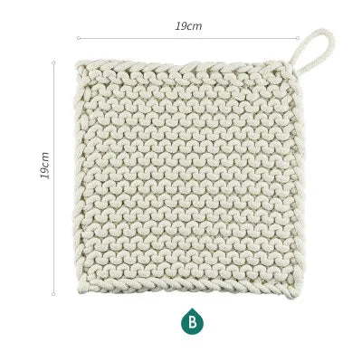 Rynx | Woven Pot Holder Cotton Coaster Heat Resistant Cup Mug Mat Coffee Tea Hot Drink Coaster Placemat Table Decoration Accessories