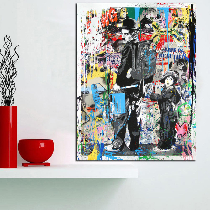 Rynx | Canvas painting graffiti art prints Charlie Chaplin oil painting wall art and prints living room decor