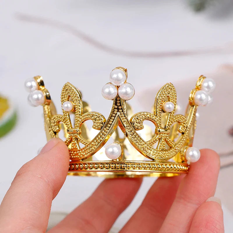 Rynx | Mini Pearl Crown Cake Topper – Romantic Garland & Hair Ornaments for Birthdays, Weddings & Parties