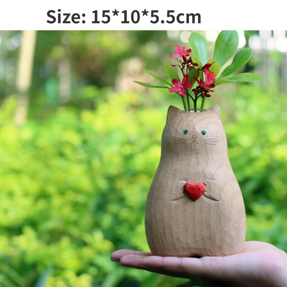 Rynx | Handmade cat vase made of wood – Unique & Eco-friendly decor