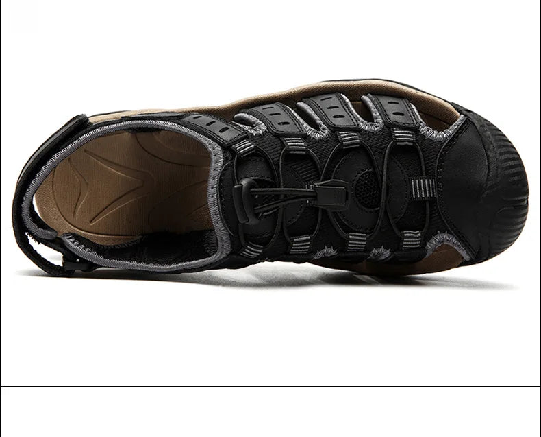 Rynx | Summer Men's Outdoor Sandals Beach Shoes Genuine Leather Trekking Hiking