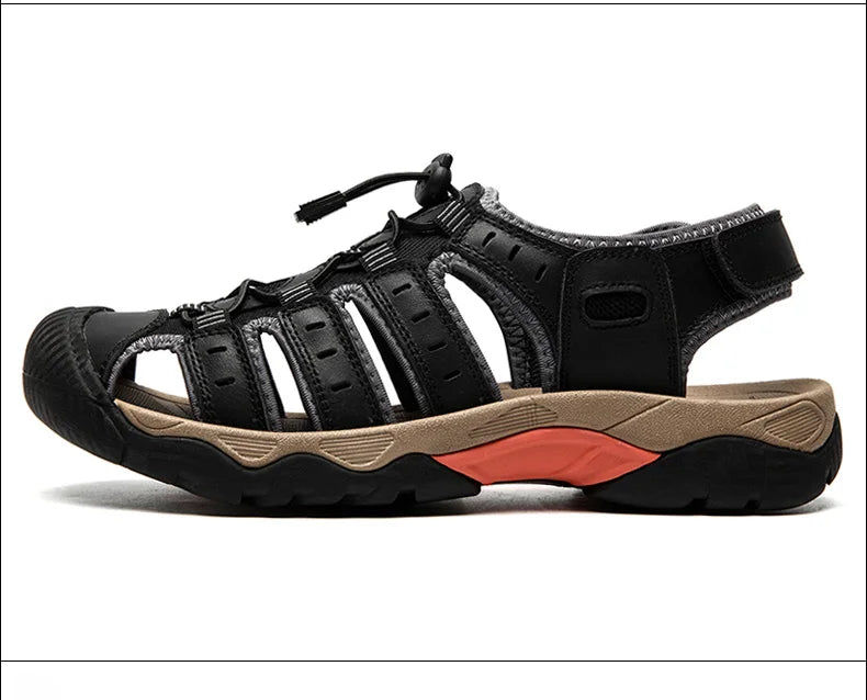 Rynx | Summer Men's Outdoor Sandals Beach Shoes Genuine Leather Trekking Hiking