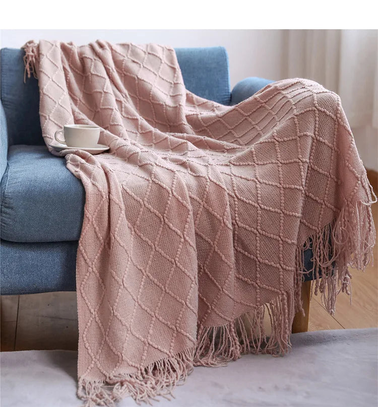 Rynx | purple diamond knit blanket