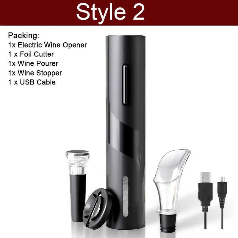 Rynx | Electric Wine Opener - Automatic Corkscrew with Stand Holder, Foil Cutter, and Beer Bottle Opener - Kitchen and Bar Can Opener