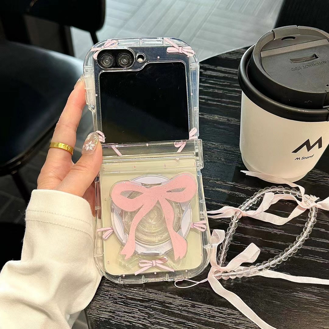 Rynx | Cute Bow Ribbon Samsung Flip Case – Clear protective case with soft pastel ribbon