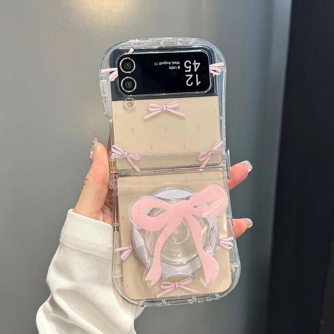 Rynx | Cute Bow Ribbon Samsung Flip Case – Clear protective case with soft pastel ribbon