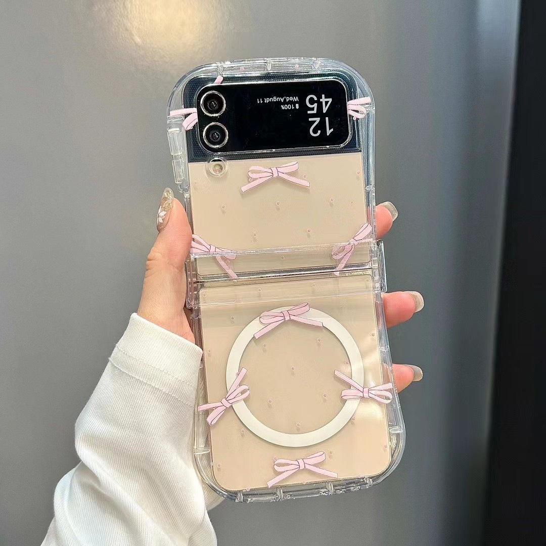 Rynx | Cute Bow Ribbon Samsung Flip Case – Clear protective case with soft pastel ribbon