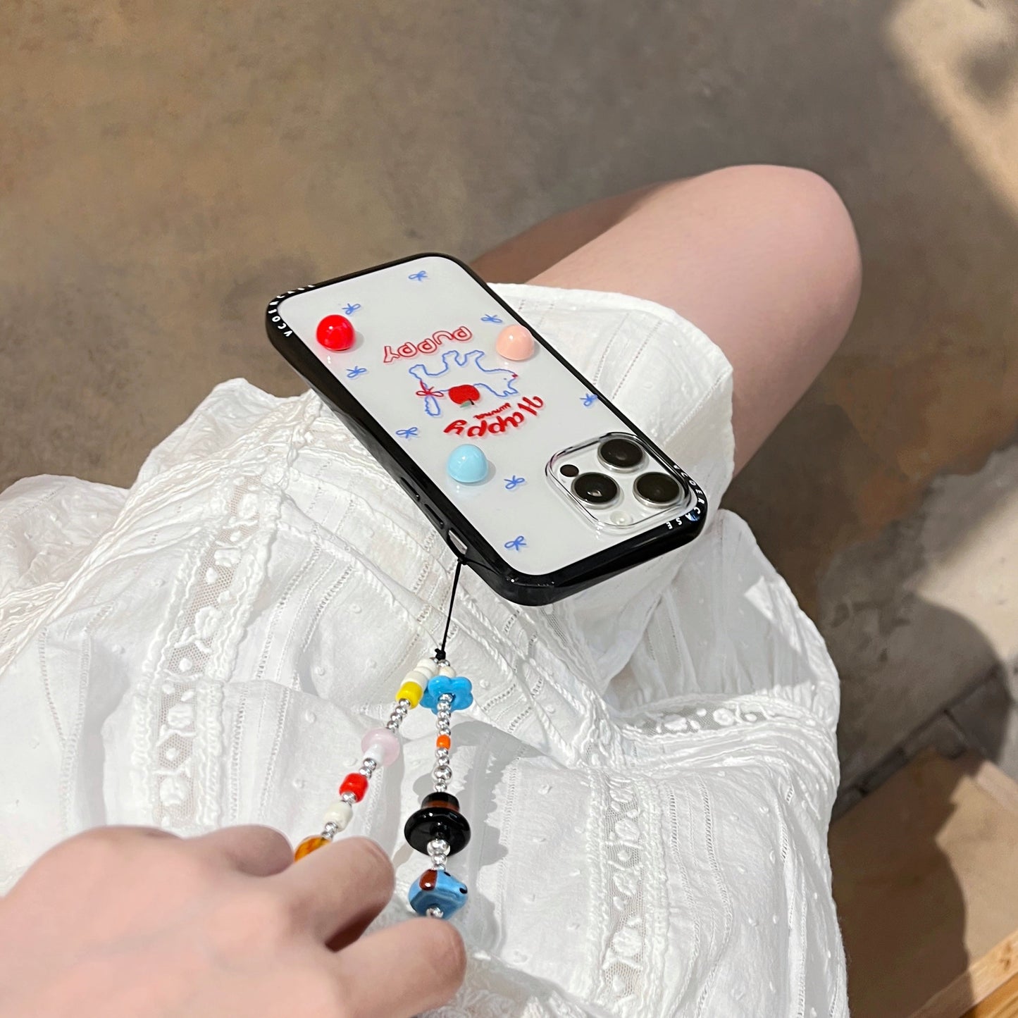 Rynx | Happy Summer Puppy iPhone case with 3D candy beads & charm wire