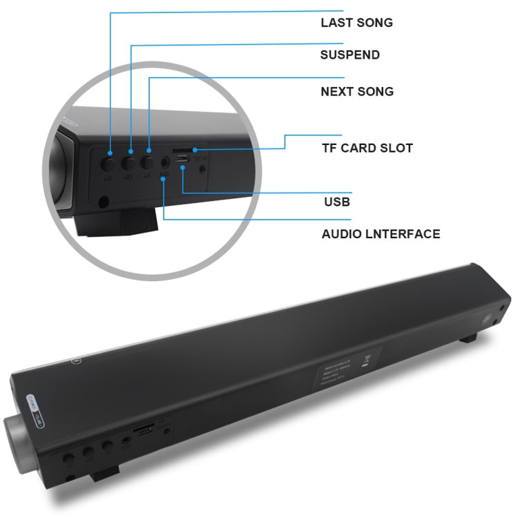 RYNX | Soundbar LP-08 (CE0150) USB MP3 Player 2.1CH Bluetooth Wireless Sound Bar Speaker (Black)