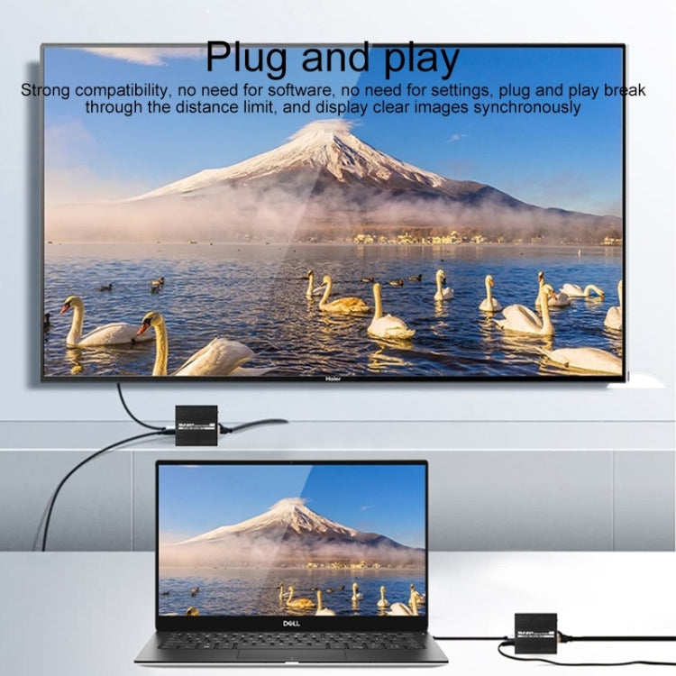 Rynx | Measy ET100 HDMI Extender Transmitter + Receiver Converter Ethernet Cable, Transmission Distance: 70m (EU Plug)