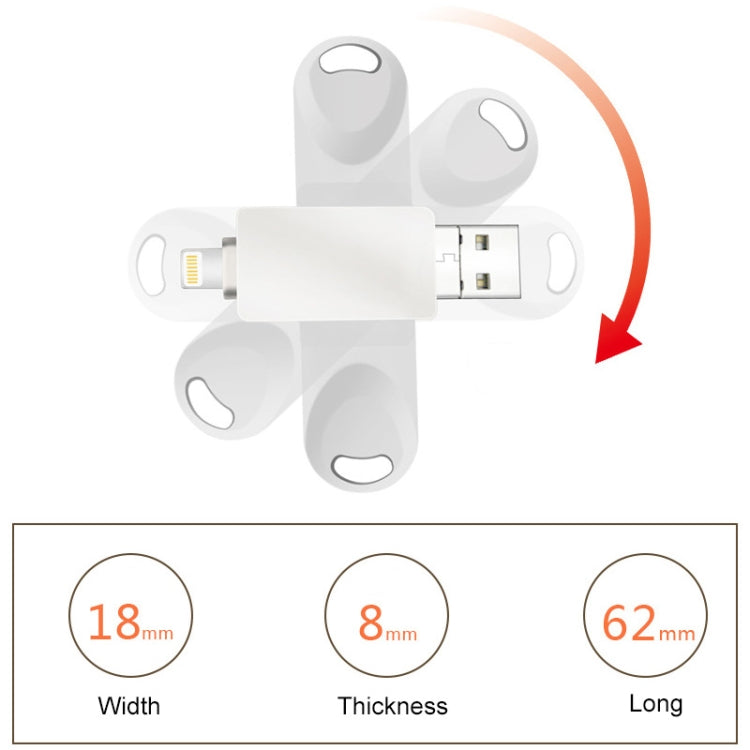 Rynx | S29 3 in 1 128GB Micro USB + USB + 8 Pin Interface Metal Twister Flash Drive (Silver)