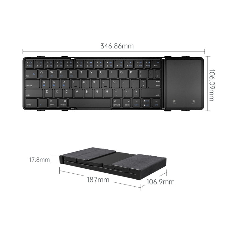 Rynx | B1053 Leather Portable Tri-Fold Bluetooth Keyboard