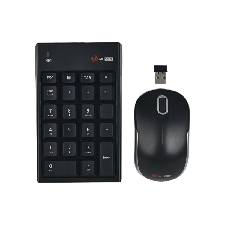 Rynx | MC Cable MC-61CB 2.4GHz Wireless Mouse + 22-Key Numeric Keypad Keyboard with USB Receiver Set for Computer PC Laptop (Black)
