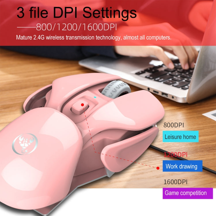 Rynx | HXSJ T37 2.4GHz 1600dpi 3-Mode Adjustable Wireless Silent Mouse (Pink)