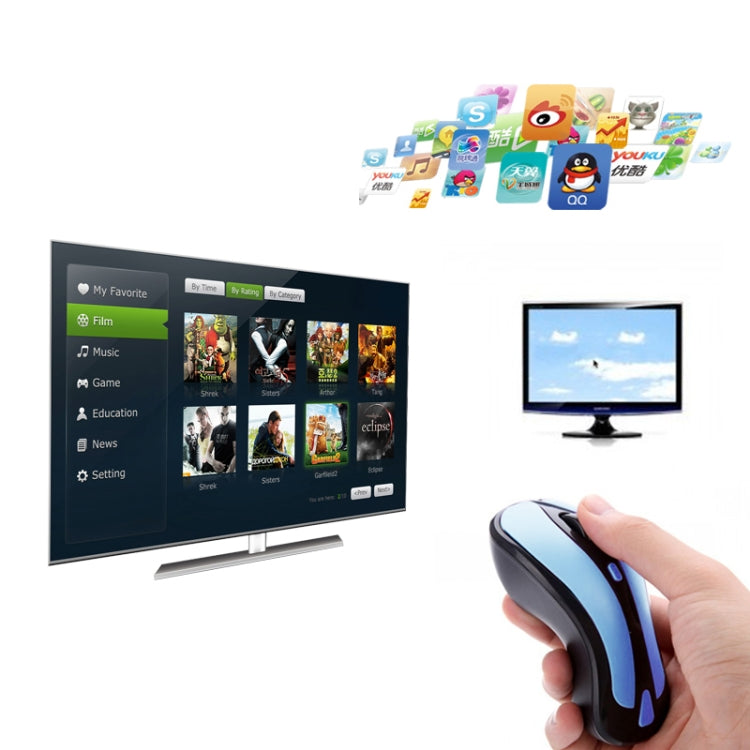 Rynx | PR-01 6D Gyroscope Fly Air Mouse 2.4G USB Receiver 1600 DPI Wireless Optical Mouse for Computer PC Android Smart TV Box (Blue + Black)