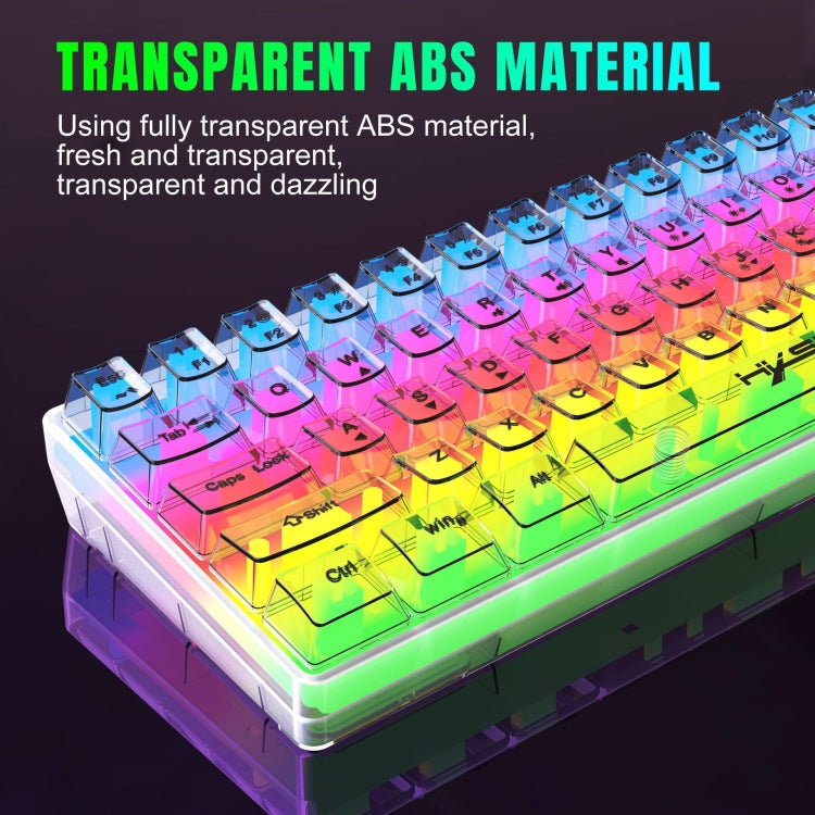 Rynx | HXSJ V700T 61-Key Wired Membrane RGB Backlit Mechanical Keyboard (Transparent)