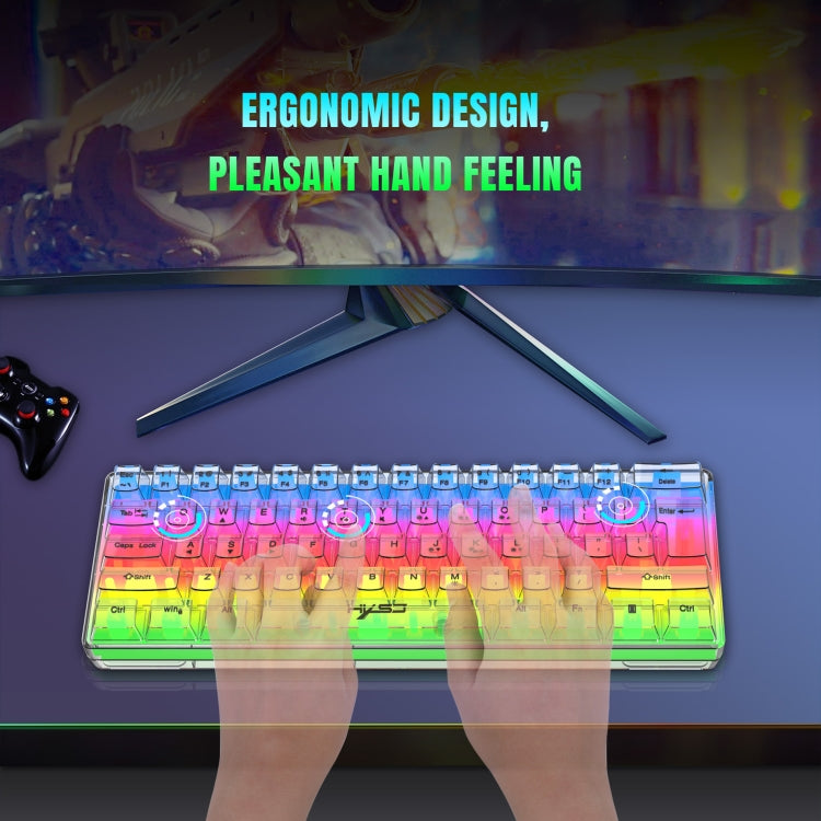Rynx | HXSJ V700T 61-Key Wired Membrane RGB Backlit Mechanical Keyboard (Transparent)