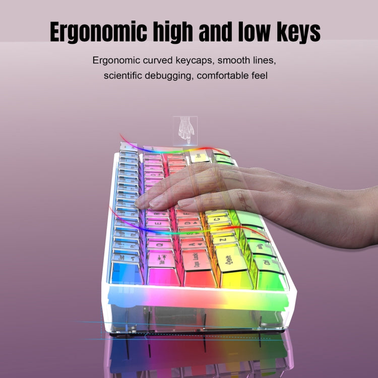 Rynx | HXSJ V700T 61-Key Wired Membrane RGB Backlit Mechanical Keyboard (Transparent)