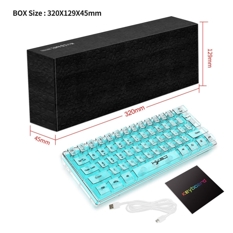 Rynx | HXSJ V700T 61-Key Wired Membrane RGB Backlit Mechanical Keyboard (Transparent)