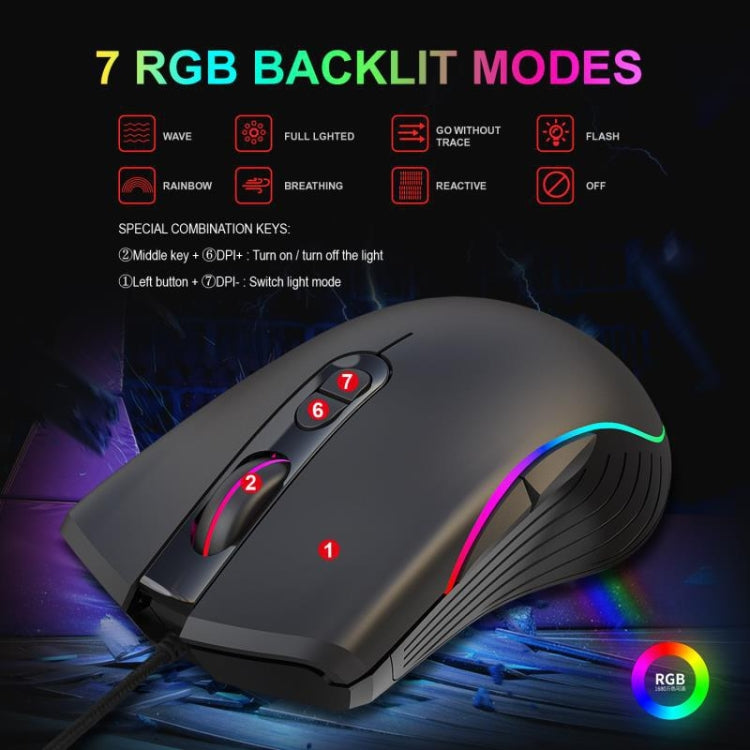 Rynx | HXSJ V700B+A867 Wired RGB Backlit Keyboard and Mouse Set