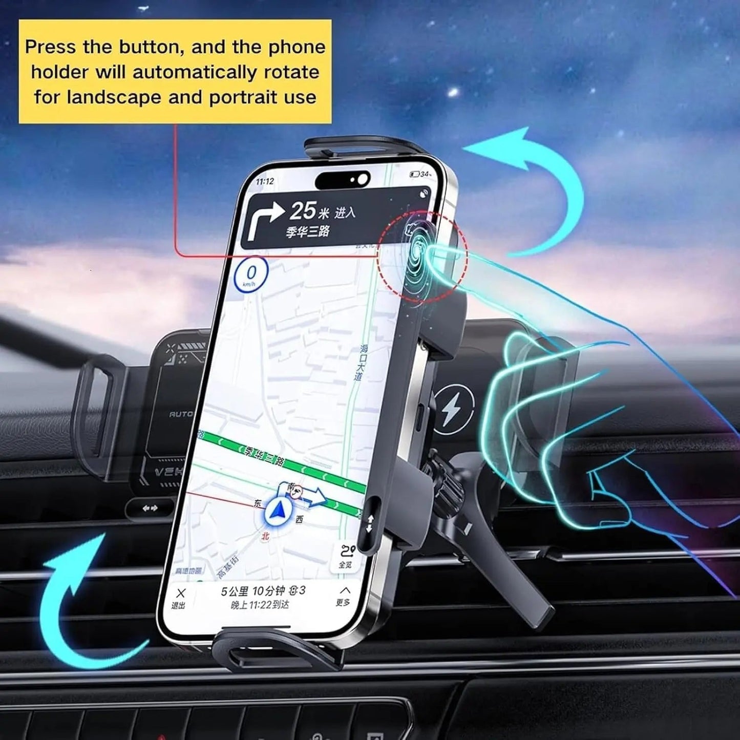 Rynx | Wireless Phone Holder for Car with Fast Charging
