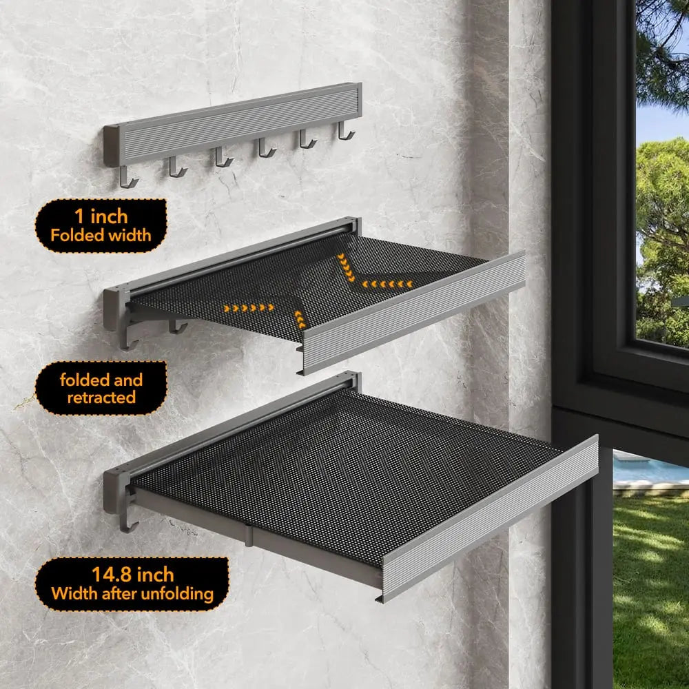 Rynx | Foldable wall shelf for laundry – space-saving with double drying area