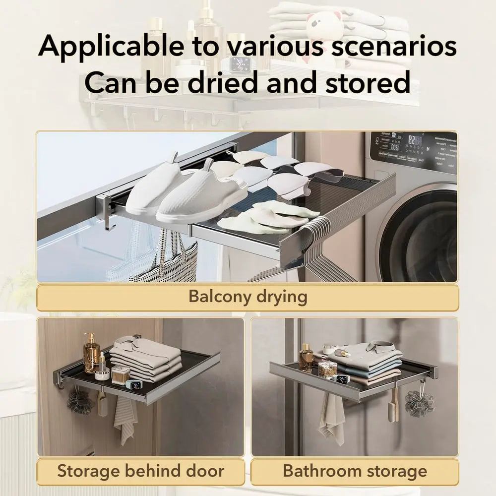 Rynx | Foldable wall shelf for laundry – space-saving with double drying area