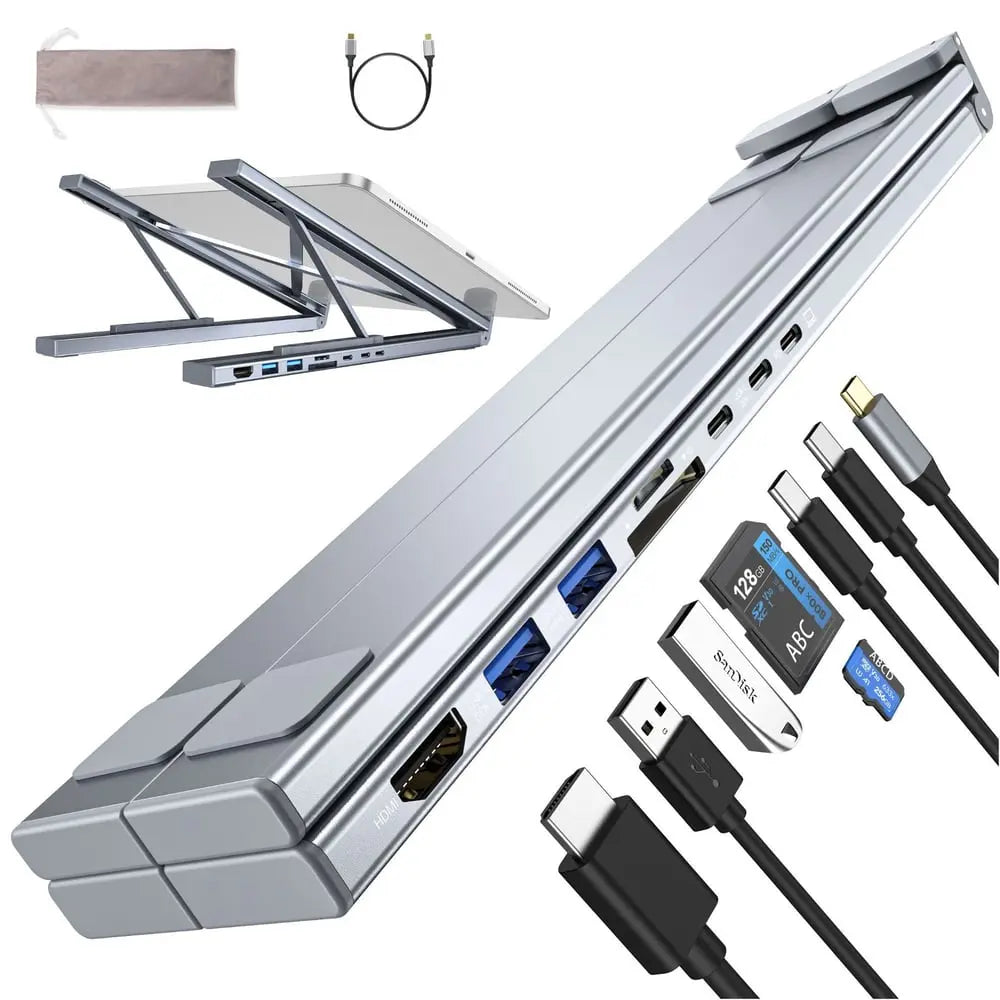 Rynx | Foldable laptop stand with 8-in-1 hub – For tech enthusiasts & fast charging fans